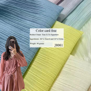 Summer tencel nylon blended micro-crinkle fabric in stock for wholesale