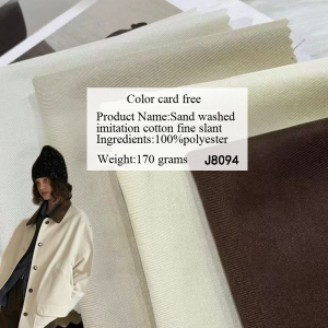 Wholesale imitation cotton polyester sand-washed fine twill fabric
